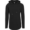 Urban Classics Long Shaped Terry Hoodie Uomo Felpa con Cappuccio Nero M 100% Cotone Regular