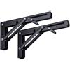 Highdecora Staffa pieghevole per mensola, 2 pezzi, resistente, pieghevole, in metallo, montaggio a parete, triangolare, staffa di supporto per tavolo da lavoro fai da te (nero, 25,4 cm)