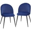 HOMCOM Set di 2 Sedie Sala da Pranzo, Sedie Cucina Moderne con Schienale a Conchiglia e Gambe in Metallo, Sedia in Velluto con Imbottita per Cucina, Camera da Letto, Ufficio e Soggiorno, Blu