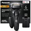 Panasonic Series 900+ ES-LS9A 6-Blade Wet & Dry Rasoio Elettrico Per Gli Uomini, Rasoio Elettrico Con Sensore Barba Reattivo, Pulizia Automatica E Sistema Di Ricarica, nero
