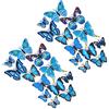 Shiwaki 24pcs Simulazione 3D Farfalla Tridimensionale Magnete Adesivo da Parete Decorazione Frigorifero Adesivo Decorazione della casa (Blu)