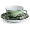 GINORI 1735 TAZZA TE CON PIATTINO, ORIENTE ITALIANO VERDE BARIO