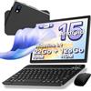 JUEDUR Tablet 10 Pollici Android 15, 22GB RAM+128GB ROM (1TB TF), Widevine L1, Octa-Core, 5G WiFi 6, GPS, Face ID, BT 5.0, 8000mAh, 5MP+8MP, Tablet 2 in 1 con Tastiera e Mouse, Corpo in Metallo - Nero