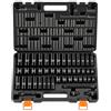 VEVOR Set Bussole a Impatto per Auto, Kit Accessori 48 Pezzi, Attacco 3/8", Bussole a 6 Punte, Misure SAE 5/16"-3/4" e Metriche 8-19 mm, 21-22 mm, Prolunga Adattatore e Contenitore, per Riparazioni