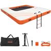 VEVOR Pontile Galleggiante Gonfiabile 3,05 x 3,05 m da Piscina, Piattaforma Gonfiabile per Piscina Mare Giochi Acquatici per Feste Vacanze, Borsa da Trasporto Scaletta Rimovibile, Arancione Bianco