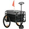 HOMCOM Rimorchio portacarichi Carrello 130 x 64 x 103 cm Acciaio Nero+Grigio | Aosom Italy