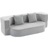 HOMCOM 2 in 1 Divano Letto 2 Posti con 2 Cuscini Sfoderabili, Braccioli, Seduta Imbottita, in Ciniglia, Grigio Chiaro | Aosom Italy