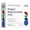 Bright Naturo Omega 3 Magnesio Zinco - Supporto per Cervello e Muscoli, 3 Integratori in 1 Confezione per Energia e Funzione Cognitiva I 28 Dosi Giornaliere
