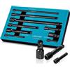 OEM Set di chiavi per 9 pezzi, 1/2", 3/8", 1/4", set di chiavi a leva con Cr-V e impugnatura in EVA cromata (secondo rivestimento elettrostatico)