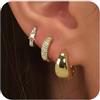 YiYunte, orecchini in acciaio inox, con 3 orecchini in oro e orecchini a cerchio dorati, orecchini a cerchio per orecchio, cartilagine Helix, orecchini da ragazza, regalo di compleanno, 1, Zirconia