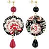 Lebole Maison Orecchini Mix & Color Circle Classico Fiori Rubino e Nero