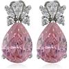 RIZILIA Teardrop Perno Orecchini Traforati Con Taglio Pera CZ [Simulata Zaffiro Rosa] In Placcato In Oro Bianco, Semplice Ed Elegante Moderno