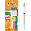 Bic 4 Colori Penne A Sfera, Shine, Ottime Per La Scuola, Fusti Metallizzati, Multicolore, 3 Unità, Confezione Da 1