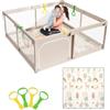 Lertantri 150×150×68cm Box Bambini con Materassino, Recinto per Bambini, Box Neonato con Morbida Imbottitura