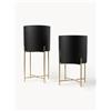Westwing Collection Set di 2 portavasi alti in metallo Mina - Nero