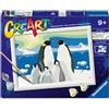 Ravensburger CreArt: La famiglia pinguini - Dipingere con i Numeri per Bambini 9+ Anni, Kit Pittura con Tavole, Cornice, Pennello e Colori Inclusi, 25 x 18,30 cm, Idee Regalo