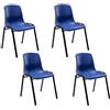 CLP Set 4x Sedie Impilabili Polipropilene Nowra I Sedie Ospite Ufficio Con Telaio In Metallo E Carico Max 120 KG, Colore:blu