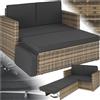 tectake® Divano Lounge in Rattan Corfù, Componibile, Pouf con Sostegno Pieghevole, Cuscini Spessi, Telaio in Acciaio Verniciato, Alta Qualità, Comfort Superiore - Naturale