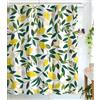 Lifeel Tende da doccia con limone, tenda da doccia con foglie verdi, design con piante verdi, tessuto impermeabile, set con 12 ganci, verde giallo 183 x 183 cm