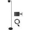 BEPER P201UTP306 Lampada ricaricabile Lumì, Lampada da terra e da tavolo, Altezza regolabile, Accessorio da parete, Cavo USB incluso, Accensione touch, Nero