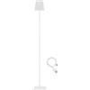 BEPER P201UTP404 Lampada da terra XL con altezza regolabile, Lampada da scrivania 2,5W, Lampada ricaricabile cavo USB type-C, 3 tonalità di Luce, Bianca
