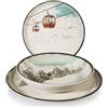 H&H, Servizio da Tavola Winter Escape, Set Completo 12 Pezzi in Stoneware, 4 Coperti, Piatti per case in Montagna, Natale, Adatti a Lavastoviglie e Microonde