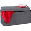Relaxdays Cassapanca Contenitore, Capiente Panca Imbottita, Pouf Pieghevole con Separatori, 84L, Ingresso, Grigio Scuro