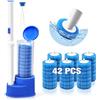NEWE Scopino WC con Spugnette e Pinzette, Pulisci Water Usa e Getta con 42 Ricariche Cleaner per della Vasca da Bagno e del Lavandino