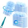 NEWE Duster Piumini Catturapolvere per Swiffer, 20 Piumini e 1 Manico, 360 Gradi Cattura e Intrappola Polvere e Sporco con Microfibre 4X per la Pulizia delle Tende Libreria Mobilia