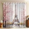 Generic Tema Romantico Tende Oscuranti Torre Eiffel a Parigi con Occhielli ermiche Isolanti in Poliestere, Riduzione Rumore Set 2 Pannelli 70L x 160A cm per Camera da Letto Soggiorno Cucina