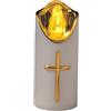 Generico Candela LED Senza Fiamma con Croce Dorata - Lume Funebre a Batterie Tremolante | Cero Commemorativo per Cimitero Chiesa Preghiera | Decorazione Religiosa Tomba Esterno Riutilizzabile