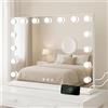 Bayt Hollywood - specchio trucco con luci - postazione trucco- Con Bluetooth - Connessione USB - Dimmerabile - Ingrandimento 10x - 58x46 cm - (Bianco)