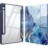 FINTIE Custodia per Samsung Galaxy Tab S10 Lite 2025 /S10 FE /S9 FE 10.9/S9 11 con S Pen Portapenne - Antiurto Sottile Case Posteriore Trasparente Cover con Auto Sonno/Sveglia, Ocean Marble