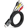 PROZOR RCA to HDMI Converter 1080P, Adattatore AV per TV e Monitor con Cavo RCA Integrato 1,5 m, Selettore 4:3/16:9, CVBS Audio Video Adapter Compatibile con VCR, VHS, DVD Player PAL/NTSC