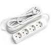 Glowster Multipresa a 4 vie 5 m, 3G, 1,5 mm², bianca senza interruttore per collegare più dispositivi elettrici in modo sicuro.