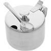 BRIGHTFUFU Acciaio Inox Zuccheriera Rotonda e Cucchiaio con Coperchio | Argento, Ingombro Compatto, per Sale e Zucchero in Cucina, Uso Quotidiano Ordinato
