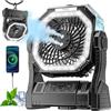 Kssvzz Ventilatore da Campeggio con Nebulizzatore e Timer, 20000 mAh Ventilatore Ricaricabile con 4 Velocità, USB Ventilatore da Tavolo con Luce LED, Alimentato a Batteria per Viaggi,Picnic,Pesca,Nero