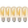 WULUN E27 T45 Tubo Lampadine Edison LED, Non Dimmable, 220-240V, E27 Base Media, E27 Lampadina decorativa vintage LED a vite,Vetro ambrato con 2700K bianco caldo, Confezione da 5