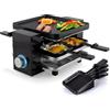 Avilia - Griglia Elettrica Multifunzione 4in1 da 700W con Termostato Regolabile per Carne, Verdure e Formaggi, Raclette da Tavolo con Piastre Antiaderenti e Ponte Parcheggio Compatto