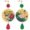Lebole Maison Orecchini Mix & Color Circle Classico Ramo Fiori Rubino e Verde