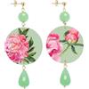 Lebole Maison Orecchini The Circle Fiore Rosa Classico Verde Giada