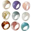 VALICLUD 9 Pezzi Anelli in Resina e Acrilico, Multicolore, Decorativi e Confortevoli, per Donna e Ragazza, Collezione Gioielli e Regalo