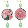 Lebole Maison Orecchini The Circle Fiore Rosa Chiaro Classico Verde Giada