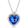 QKEOISUD Collana con ciondolo a forma di cuore dell'oceano, serie Ocean, accessorio alla moda, con cristallo blu reale, da donna, con ciondolo con zaffiro, gioiello per la festa della