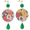 IN Lebole Collezione The Circle DOR02 Fiori Misti Orecchini da Donna in Ottone Pietra Verde