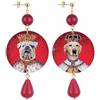 IN Lebole Collezione The Circle DOR51 Labrador e Bulldog Orecchini da Donna in Ottone Pietra Rubino