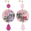Lebole Maison Orecchini Mix & Color Circle Classico Ramo Fiori Fucsia e Rosa