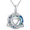 Midir&Etain Collana celtica in argento Sterling 925 con ciondolo a forma di luna celtica, con nodo celtico Trinità, collana con luna celtica, regalo per donne e ragazze, Argento sterling, cristallo