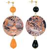 Lebole Maison Orecchini Mix & Color Circle Classico Tigre Arancione e Nero