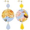 Lebole Maison Orecchini Mix & Color Circle Classico Fiori Giallo Celeste e Giallo
